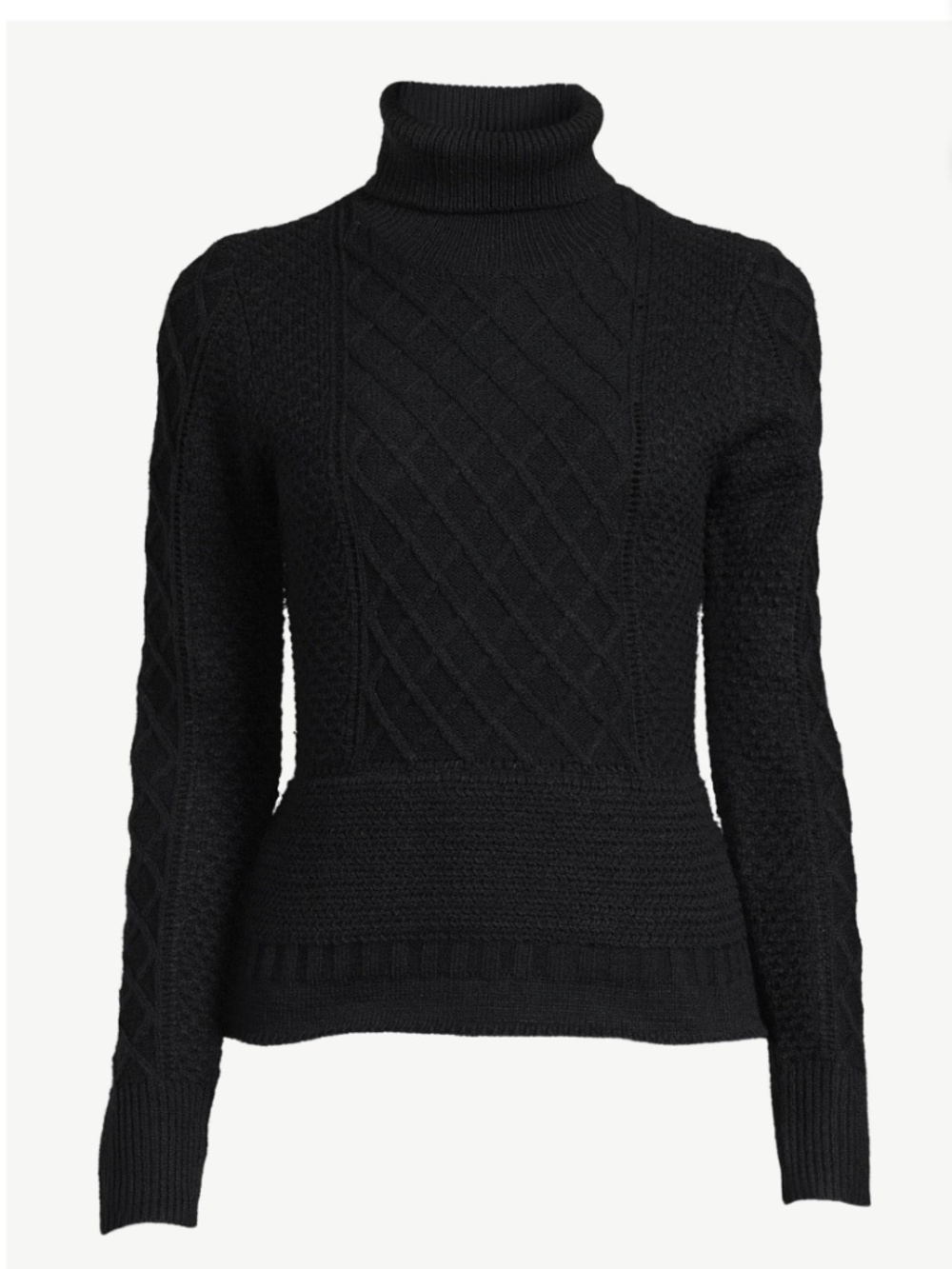 Scoop NYC Women’s Black Cable Knit Pullover Sweater Size XL NWT - Picture 3 of 6